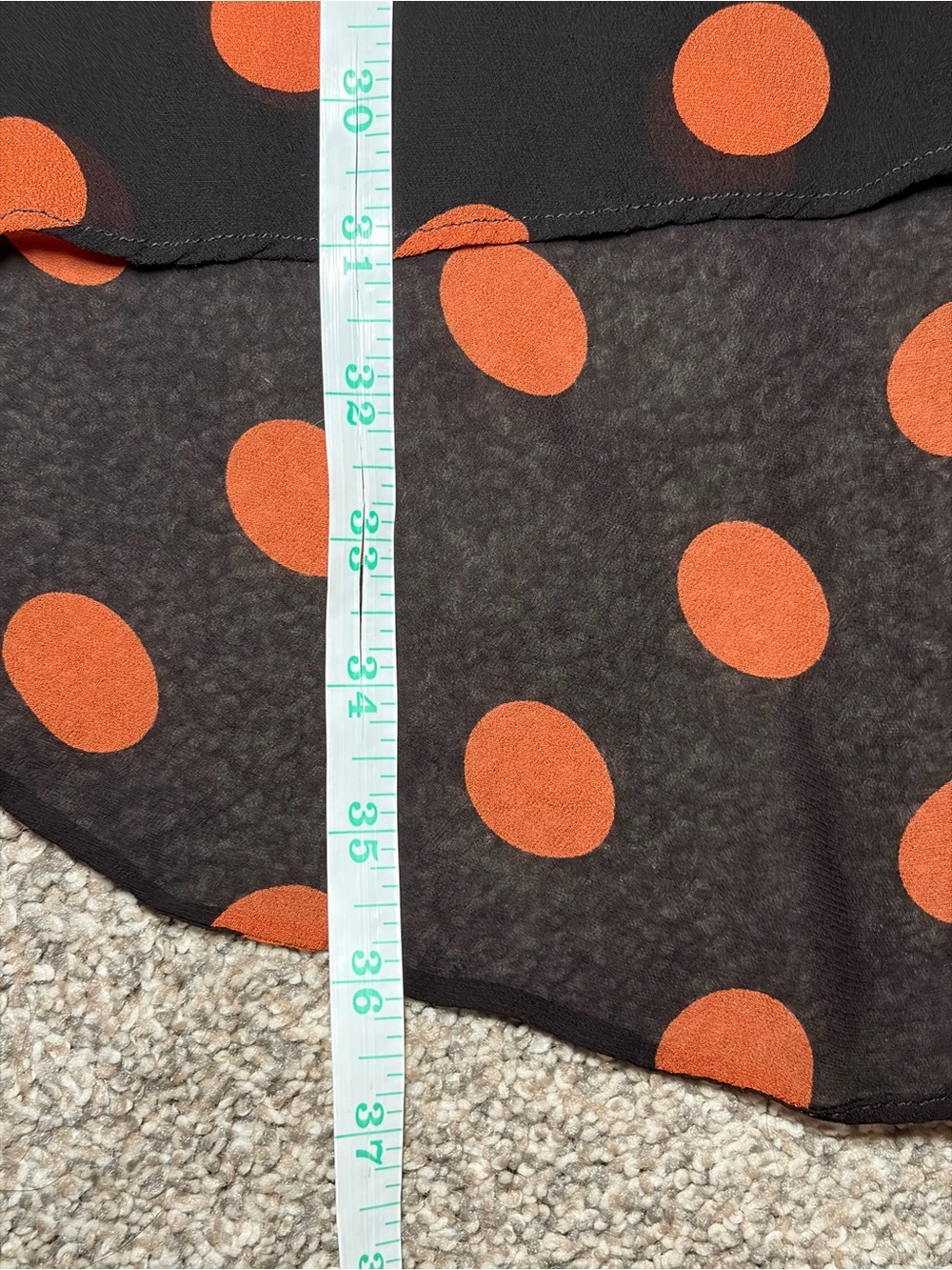 Maeve by Anthropologie Oksana Midi Skirt Orange Black Polka Dot Medium Fall - Picture 9 of 13